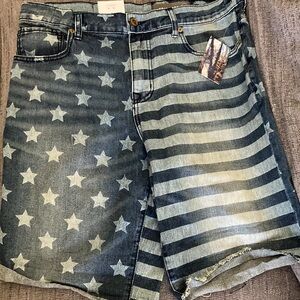 NWT Urban Outfitters Standard Cloth Americana Star Striped Loose Shorts 33